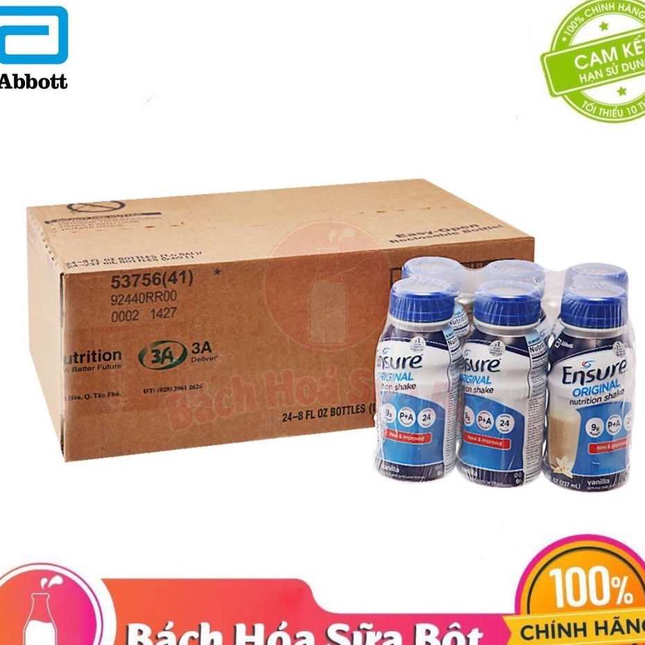 Thùng 24 chai sữa pha sẵn Ensure Original Vanilla 237ml