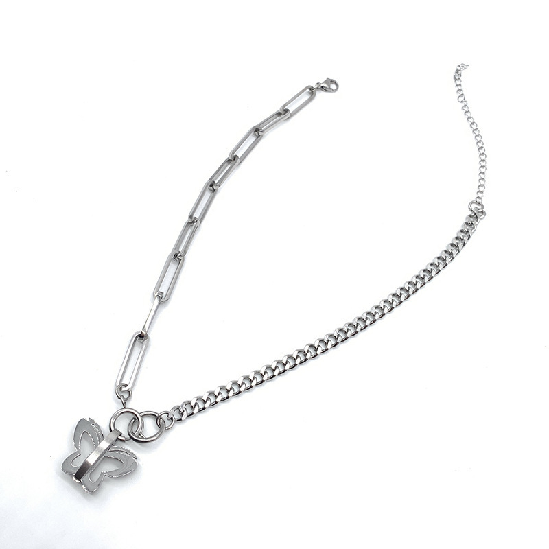 Dây Chuyền Mặt Hình Bướm Bằng Thép Titan Phong Cách Hip Hop 22704 Có Thể Sử Dụng Như Vòng Tay