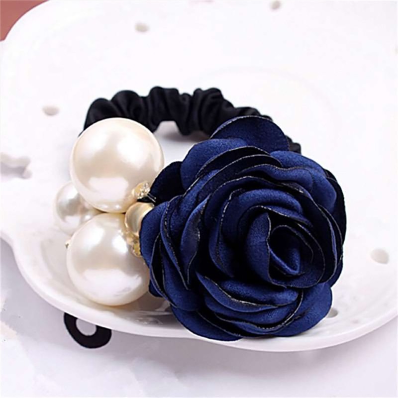 Dây buộc tóc hoa hồng đính ngọc trai thiết kế thời trang độc đáo