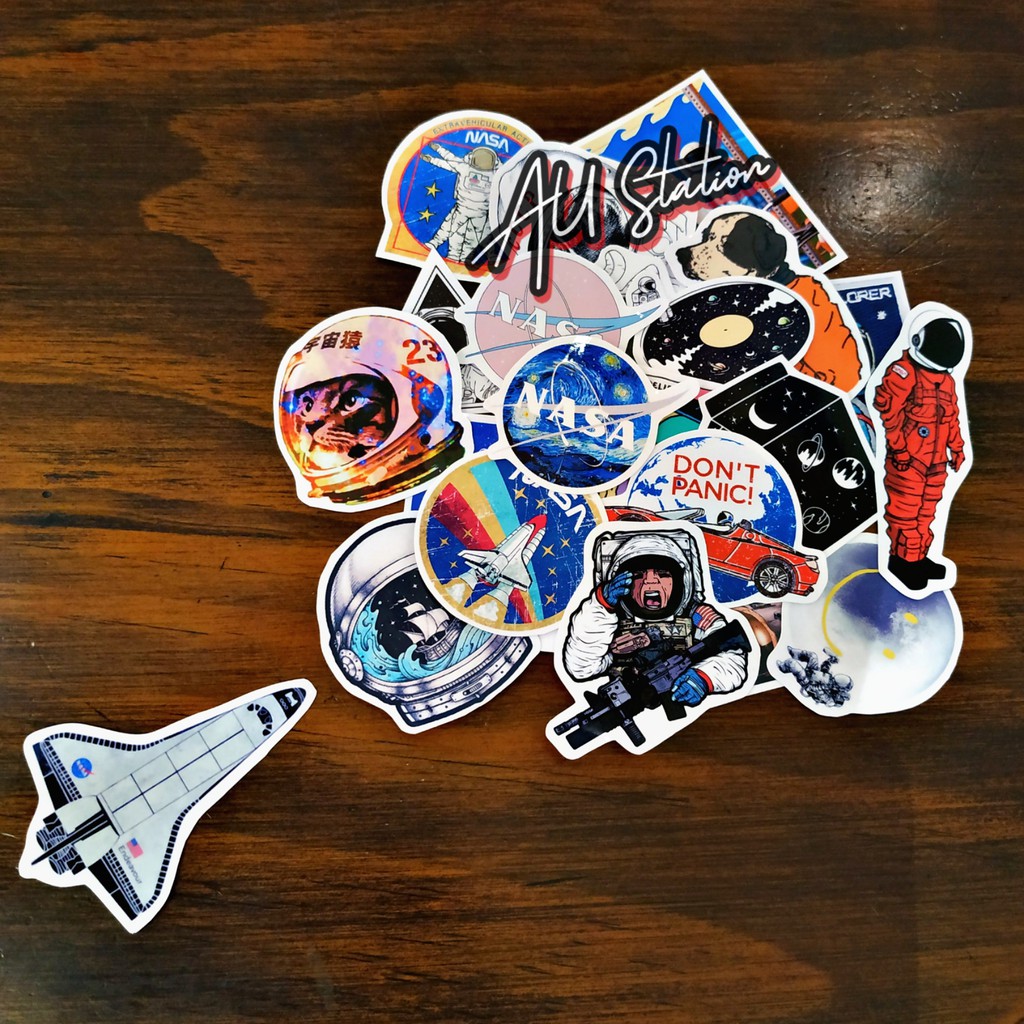 Sticker NASA nhựa PVC không thấm nước, dán nón bảo hiểm, laptop, điện thoại, Vali, xe