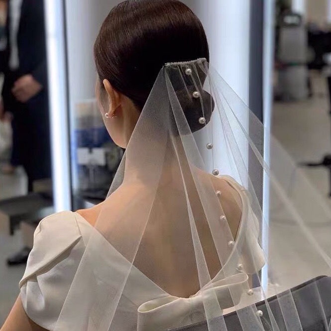 Lược cài tóc cô dâu đính ngọc trai phong cách Hàn Quốc đơn giản