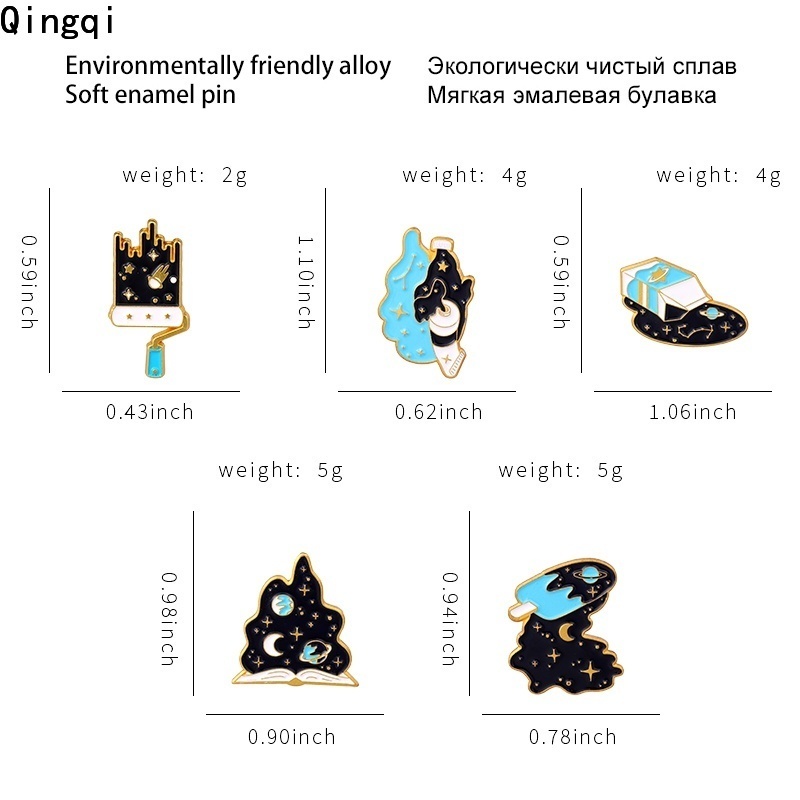 Ghim cài áo Miss Zoe hình vũ trụ galaxy tráng men