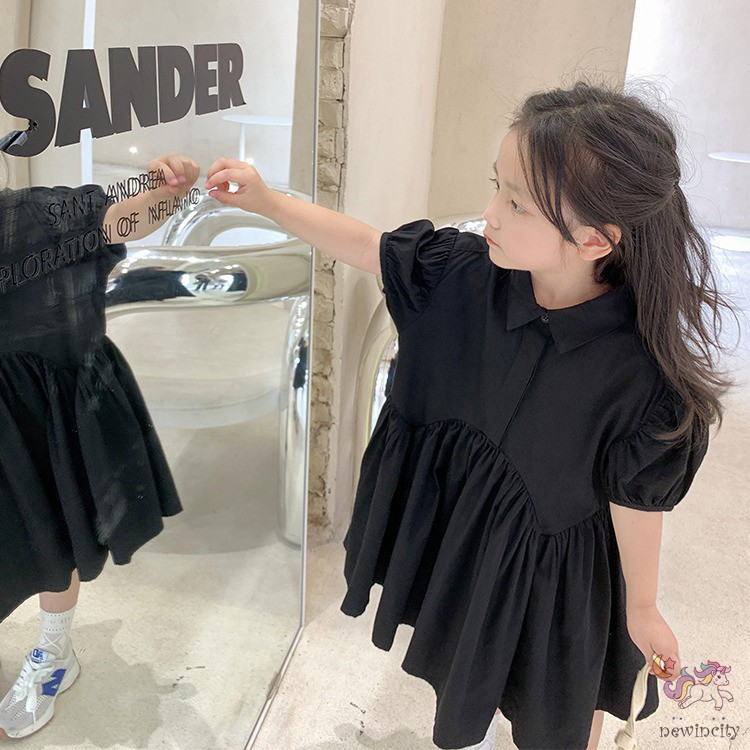 Váy Tay Phồng Phong Cách Hàn Quốc Thời Trang Cho Bé Gái