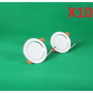 Combo 20 Đèn Led âm trần đổi màu 3w viền vàng, viền bạc, đèn trang trí