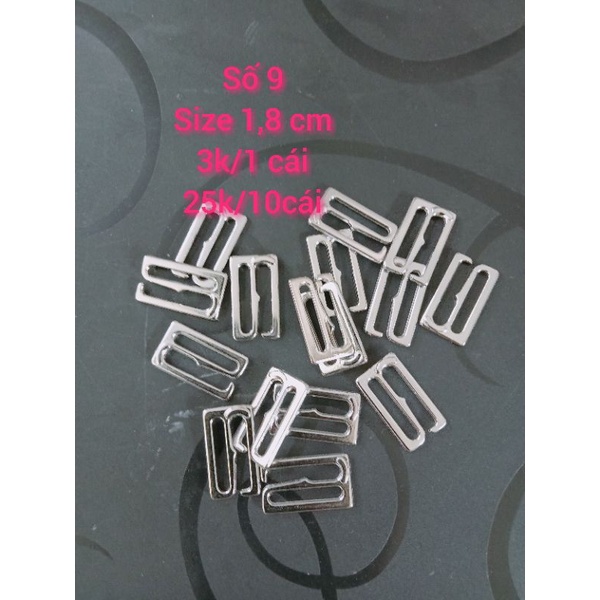 Móc kim loại trắng số 8, 9 bikini,bra size 1,8cm