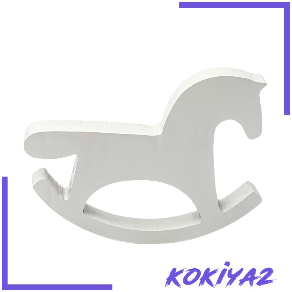 Ngựa Gỗ Bập Bênh Màu Trắng Dùng Trang Trí Bàn Làm Việc (kokiya2)