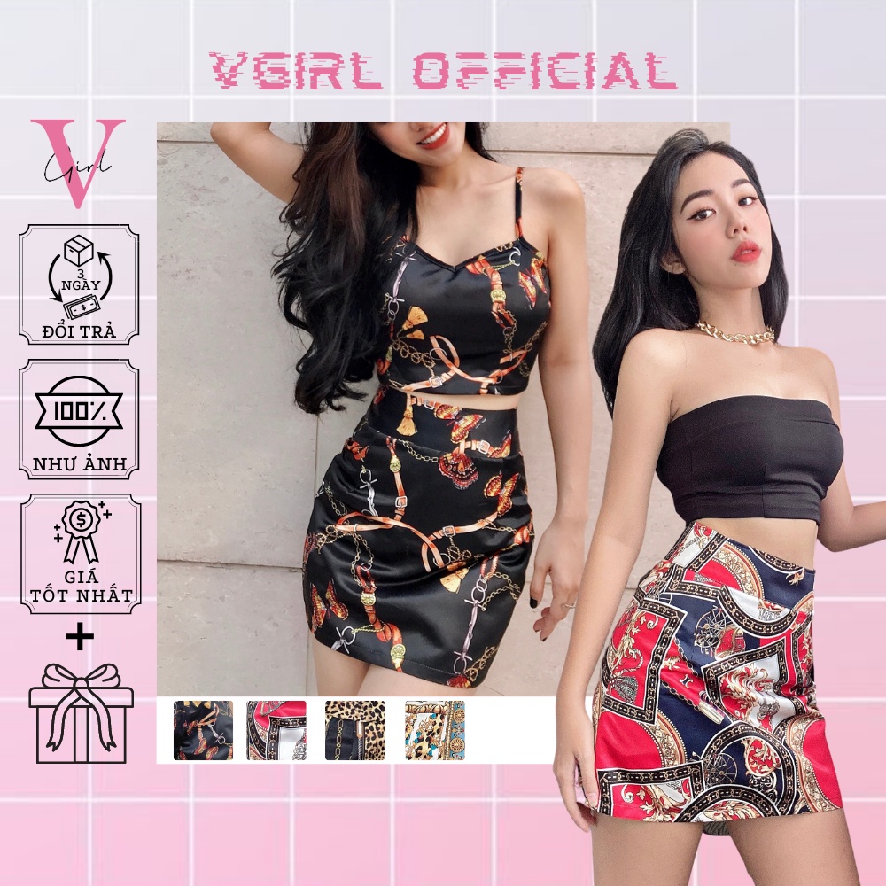 [SALE] Set bộ nữ VGIRL 3 món - áo croptop nữ, chân váy, quần ngố - chất phi mờ không nhăn [ ẢNH ĐỘC QUYỀN ]