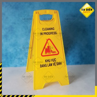 Biển báo An Điền Safety - Biển báo KHU VỰC LÀM VỆ SINH bằng nhựa gấp mở chữ A, dễ dàng di chuyển