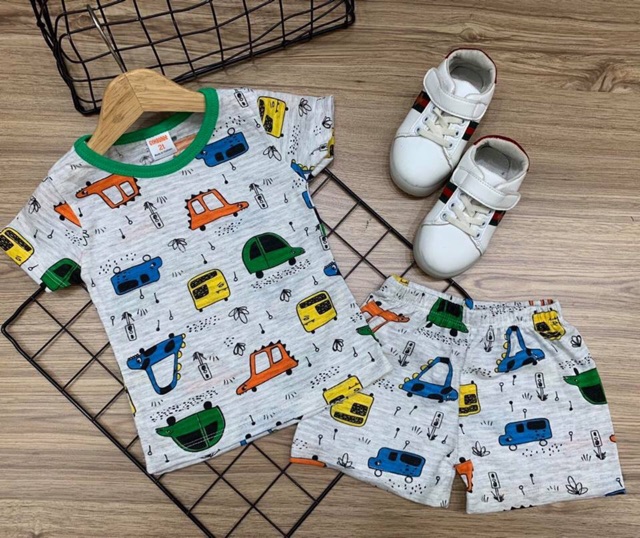 Bộ cotton cộc tay xuất hàn bé trai 8-21 kg ( ảnh mặc cuối)