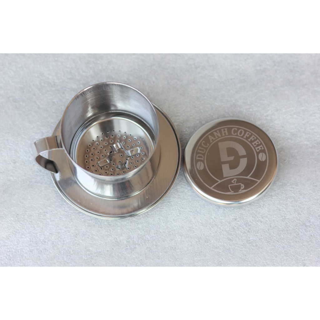 Phin pha cà phê inox bạc - dập logo nổi DUC ANH COFFEE - bền đẹp - dày dặn - sáng bóng - sang trọng - CÀ PHÊ ĐỨC ANH