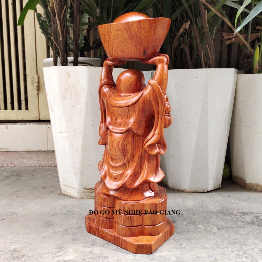 Tượng phật di lặc dâng vàng gỗ hương cao 50 cm