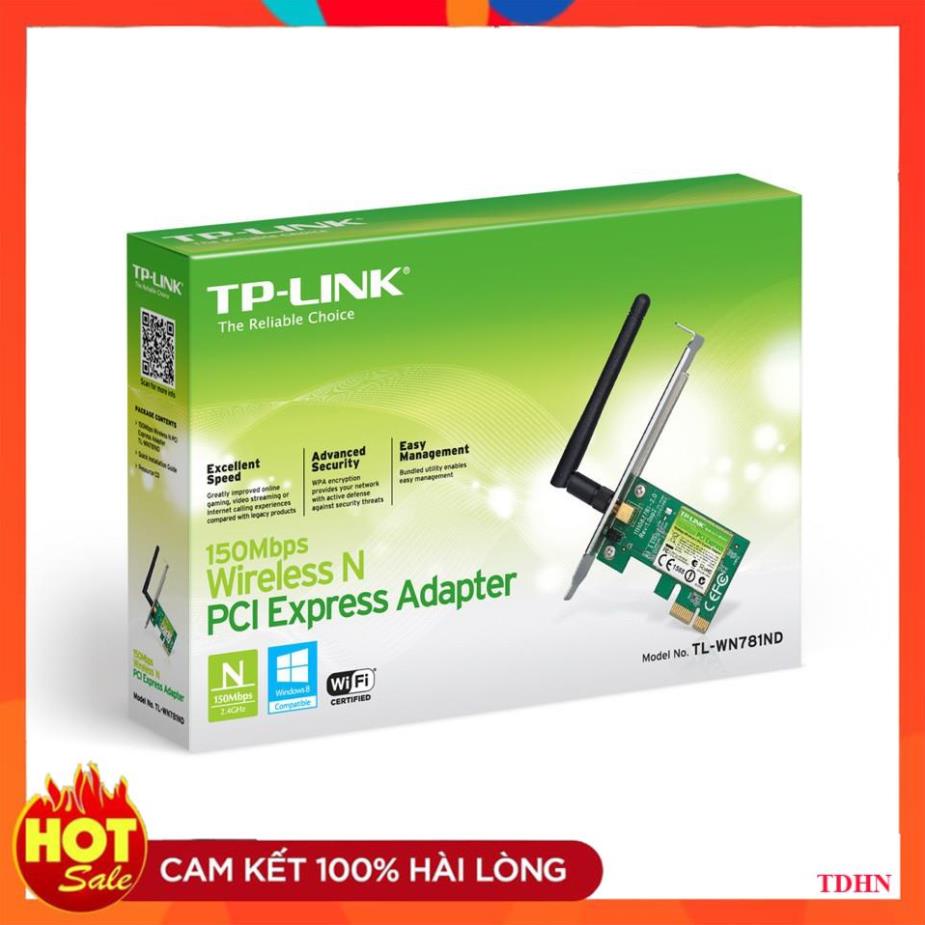 TP-Link Card mạng PCI Express Wifi Băng tần kép Chuẩn N 150Mbps Kết nối bảo mật cao- TL-WN781ND-Hãng phân phối chính thứ