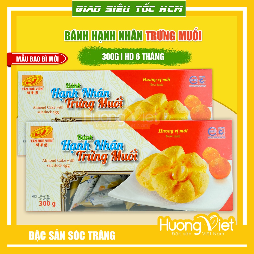 Bánh hạnh nhân trứng muối 300g, bánh hạnh nhân Tân Huê Viên Sóc Trăng, bánh bột đậu trứng muối, bánh kẹo ăn vặt