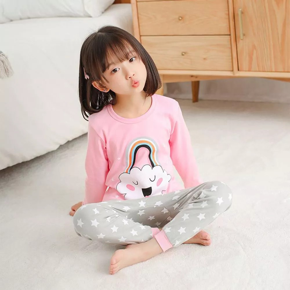 3-15Yrs Kids Sleepwear Cotton Clothes Boy Girls Pajamas Soft Long Sleeve Top+Pants Homewear Set