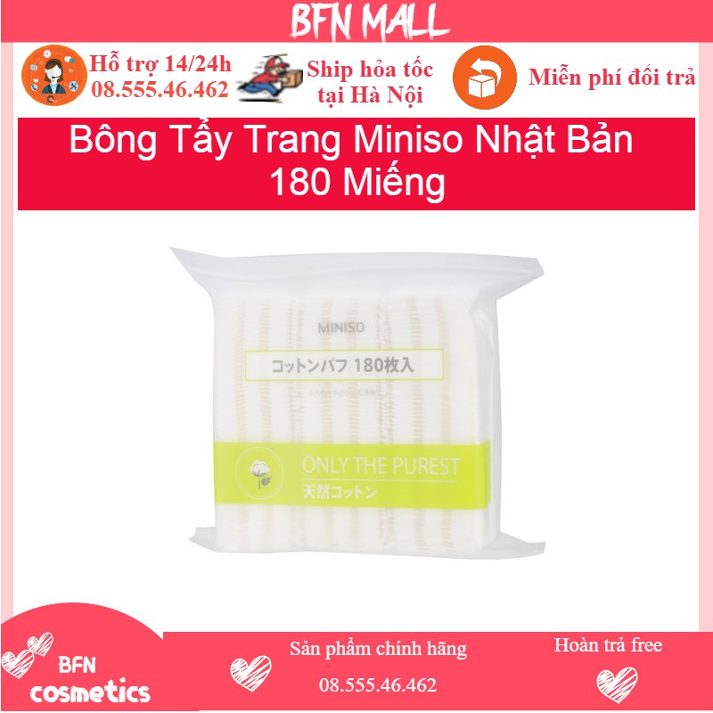 Bông Tẩy Trang Miniso Nhật Bản 180 Miếng