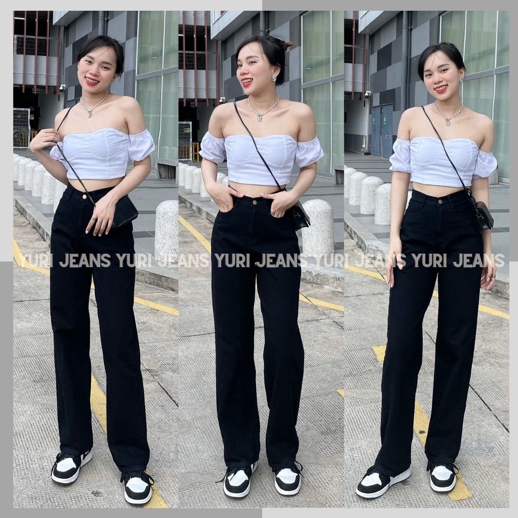Quần Jean Ong Đứng Nữ Màu Xanh Lưng Siêu Cao Hách Dáng Shop Maika Jeans