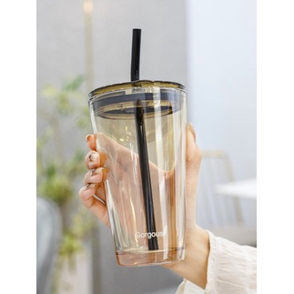Set cốc thủy tinh Bắc Âu cao cấp kèm ống hút thủy tinh