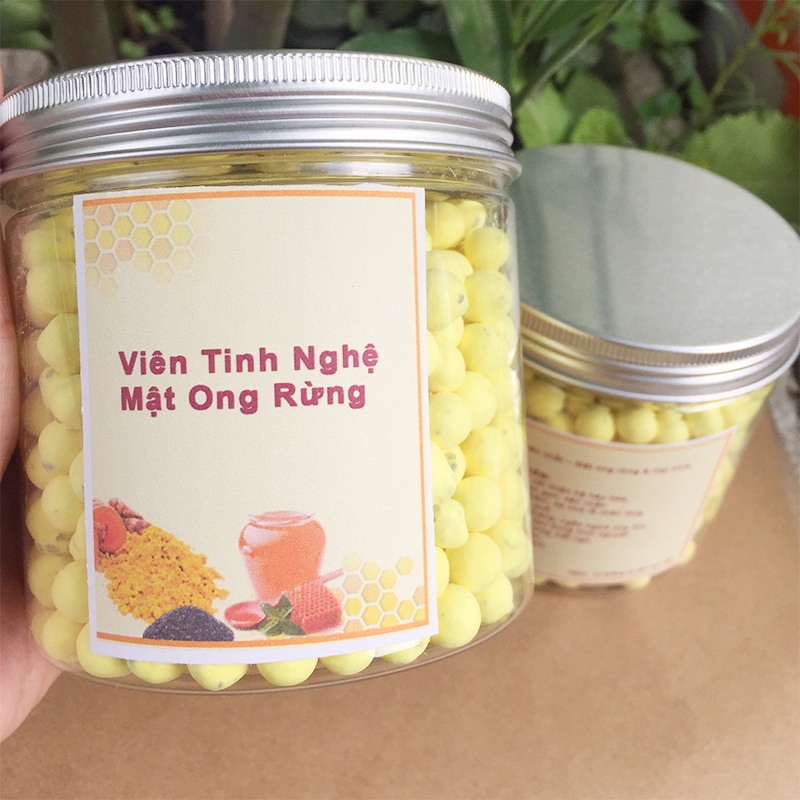 Viên tinh nghệ mật ong rừng mix hạt chia, làm thủ công, nguyên chất 100%