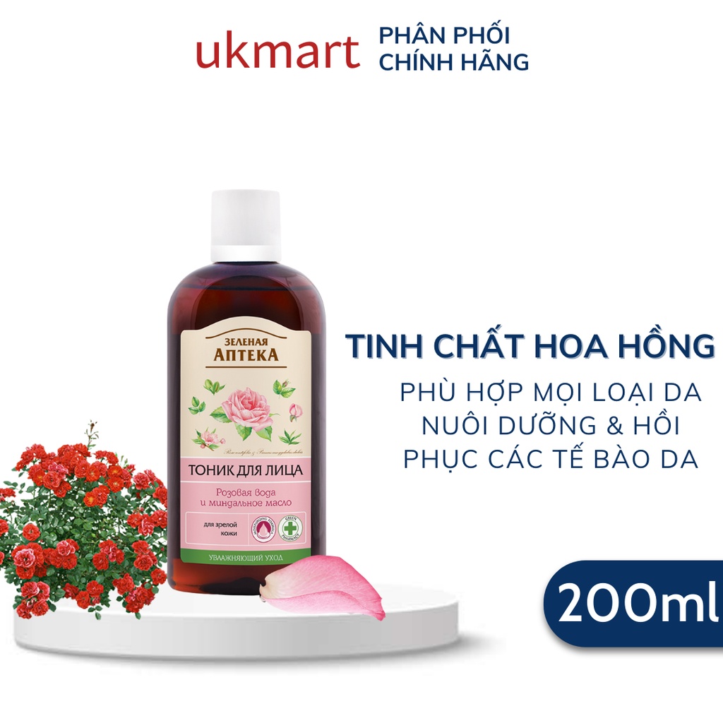 Nước Hoa Hồng Green Pharmacy Apteka Toner Anteka Hoa Hồng &amp; Hạnh nhân 200ml