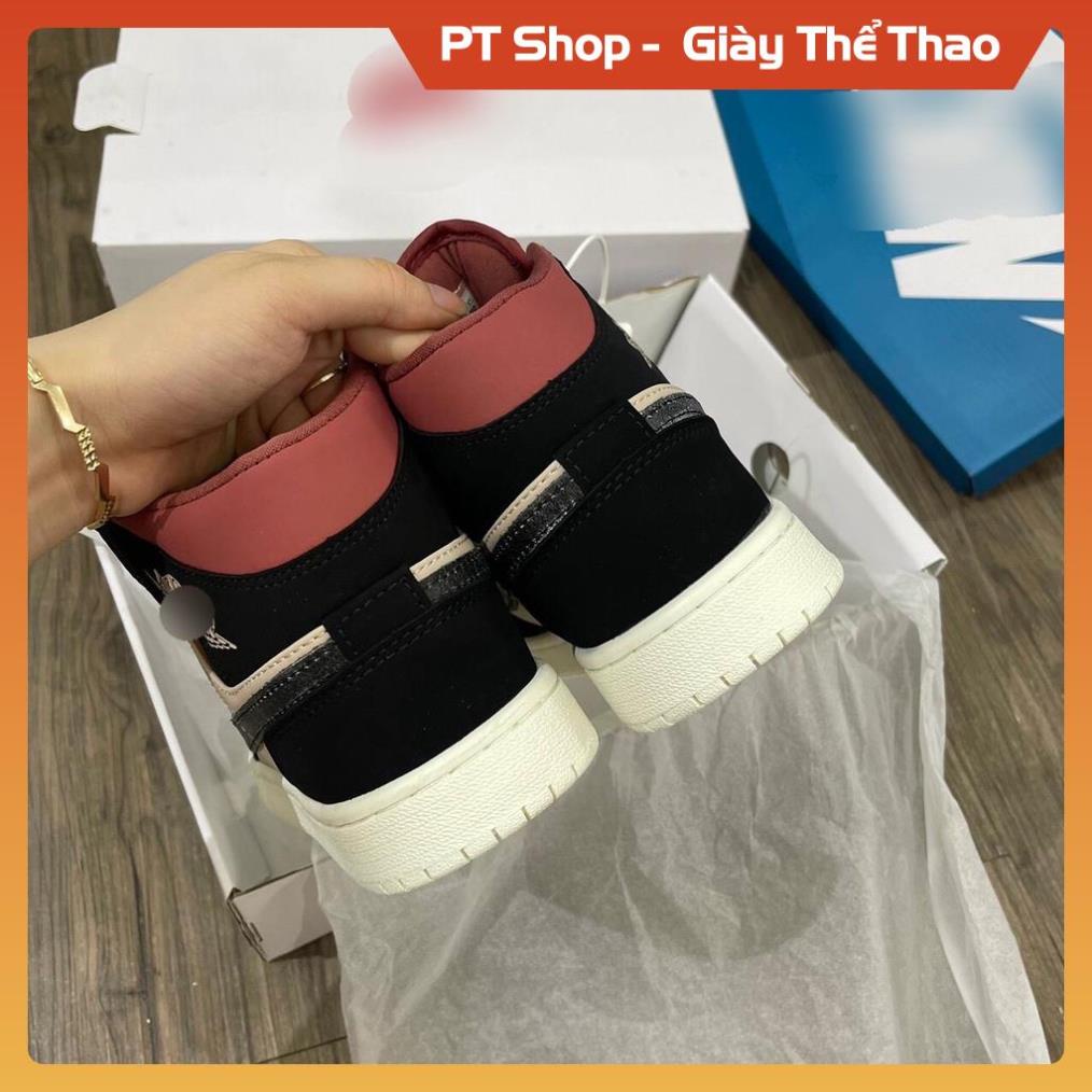 Giày Sneaker Jd1 đỏ mận đen vàng kem mõm đỏ, Giầy JD1 high đỏ mận Sneaker