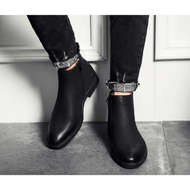 Giày Tây Boot nam cổ lửng Chelsea Boot zip (TCC 5cm) xa nhanh