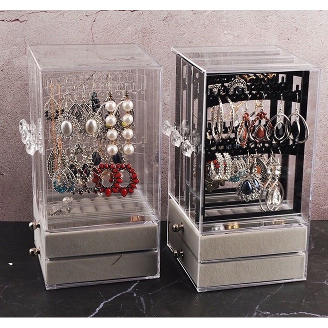 Hộp mica trưng bày nhẫn, bông tai, dây chuyền, phụ kiện (CÓ SẴN tại HN - Khay Acrylic kháng vỡ)