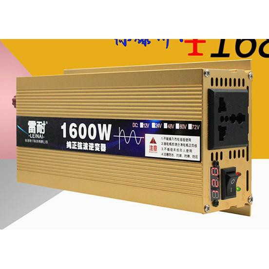 BỘ KÍCH ĐIỆN 1600W SIN CHUẨN - KÍCH ĐIỆN 12V LÊN 220V - ĐỔI NGUỒN 12V - 220V SINE CHUẨN NHƯ ĐIỆN LƯỚI