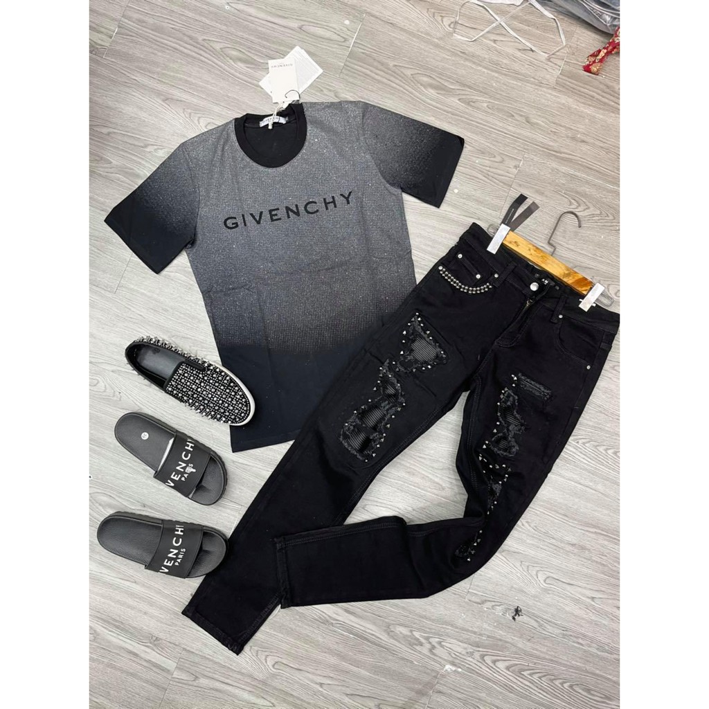 Áo thun nam nữ GIVENCHY sơn nhũ