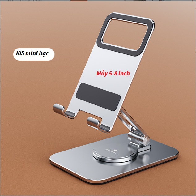 Giá đỡ kê điện thoại, ipad, tablet, máy tính bảng L05, L05 mini chân đế xoay tròn 360 độ từ hợp kim nhôm cao cấp