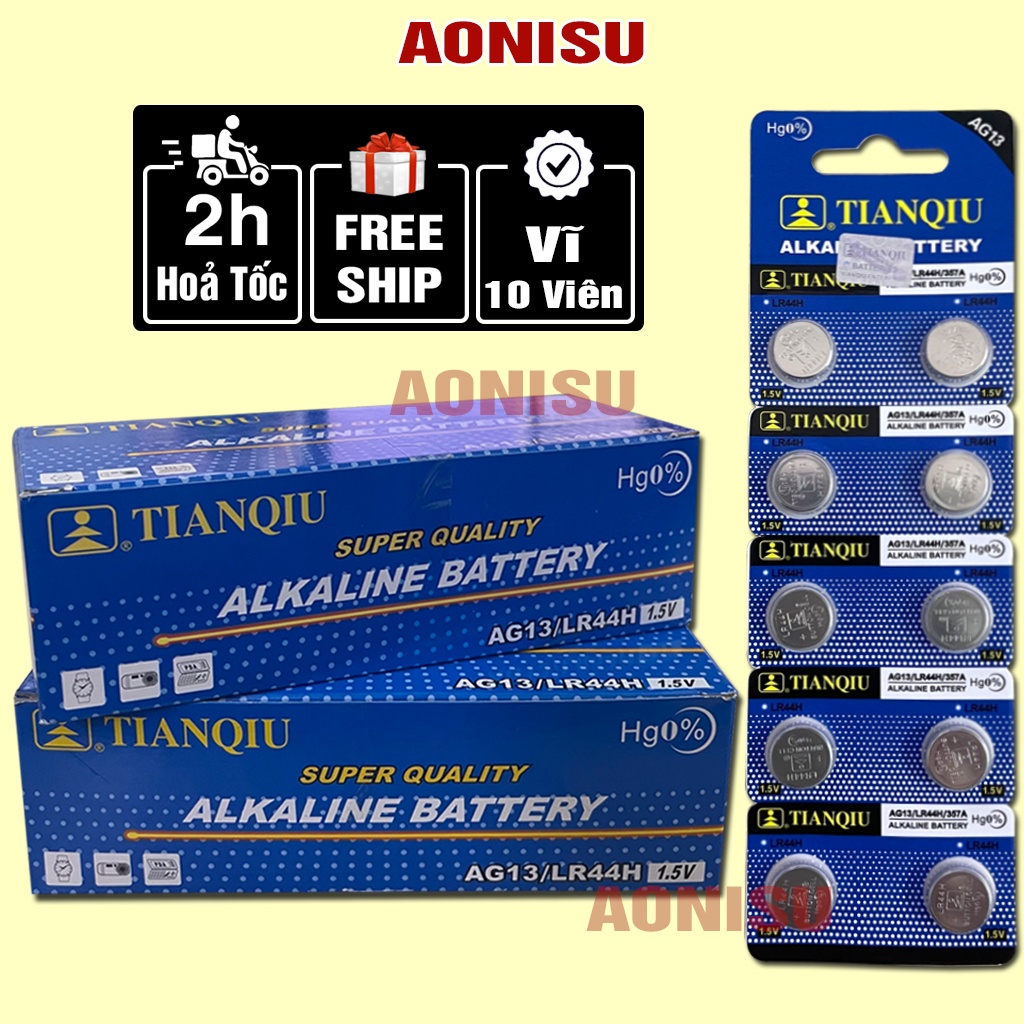 Pin LR44 (VĨ 10 VIÊN) - Pin Nút áo, Chuyên Dùng Trong Các Thiết Bị Điện Tử, Đồng Hồ , đồ chơi.. Aonisu