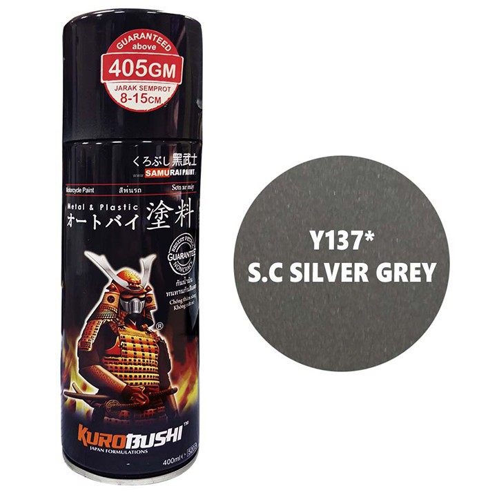 Chai sơn xịt Samurai màu xám bạc Y137  400ml