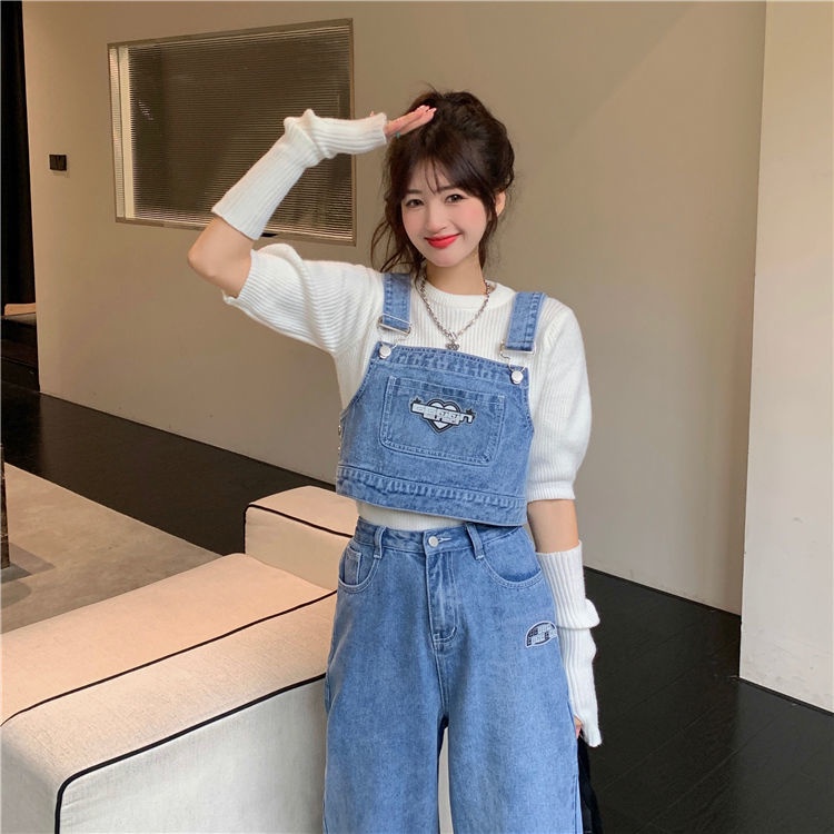 [Hàng Có Sẵn Bán Chạy] Quần Yếm Denim Dáng Ôm Xẻ Tà Phong Cách Mới Thời Trang Xuân Thu 2023