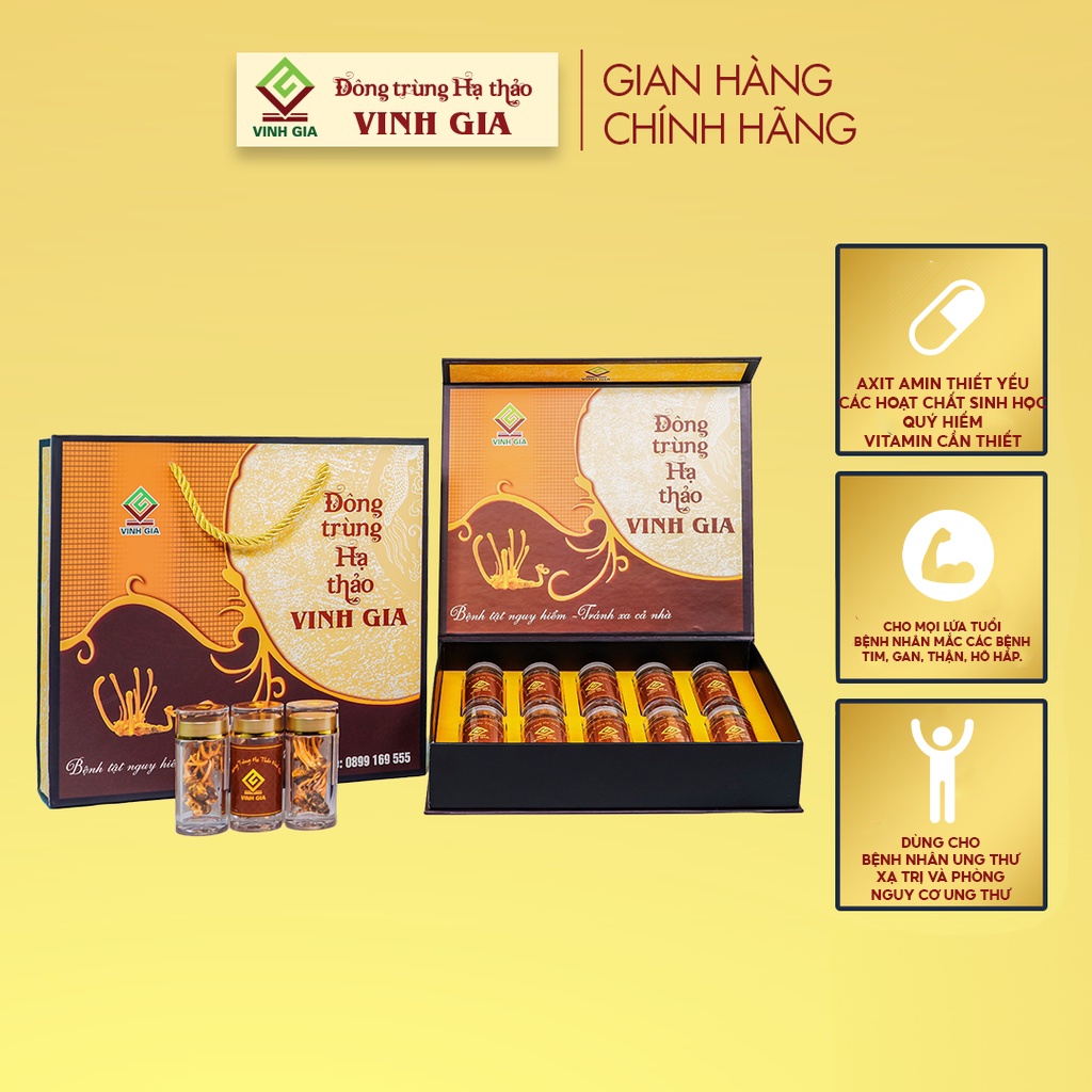 Đông Trùng Hạ Thảo Vinh Gia Nguyên Con Khô Giúp Nâng Cao Sức Đề Kháng Dành Cho Mọi Lứa Tuổi– Hộp 10 Lọ