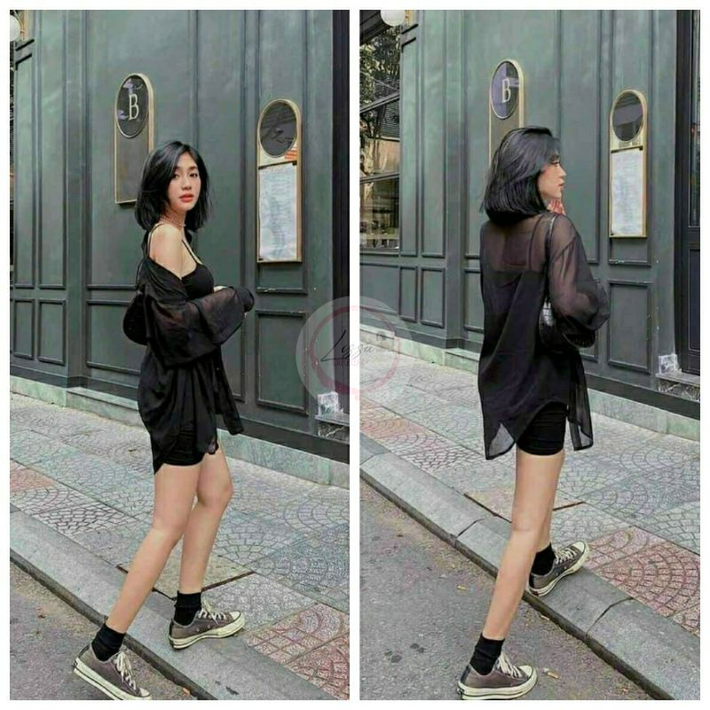 Set 2 món Đầm body hai dây kèm sơ mi đen cá tính năng động Đ31 (GIÁ SỈ) Lissa