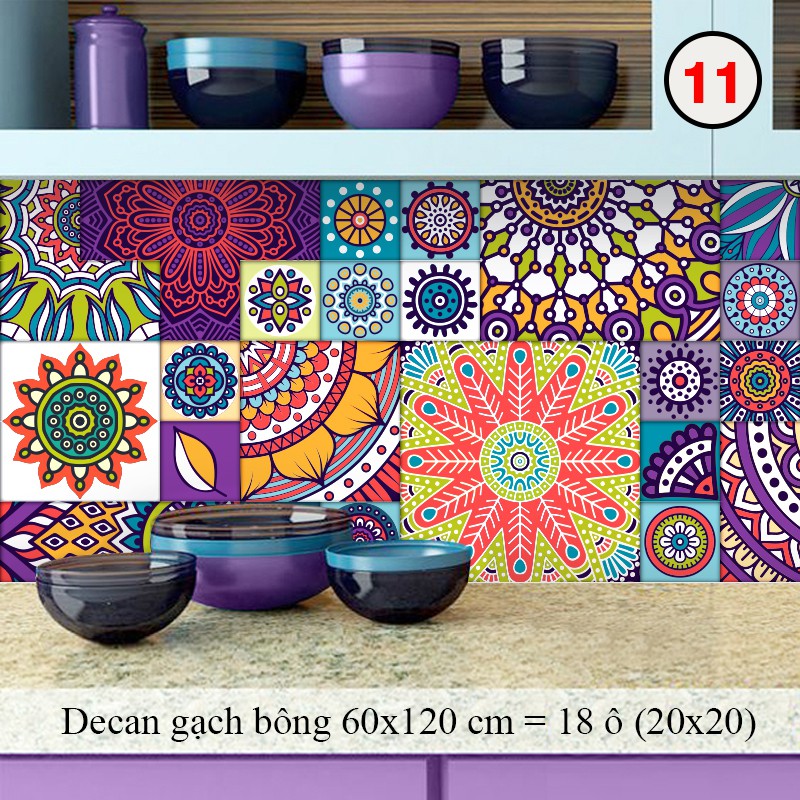 Decal Dán Tường Trang Trí Bếp Họa Tiết Mandala 2 (11) | Giấy Dán Bếp Chống Bay Màu, Bắn Dầu Mỡ, Chịu Nhiệt