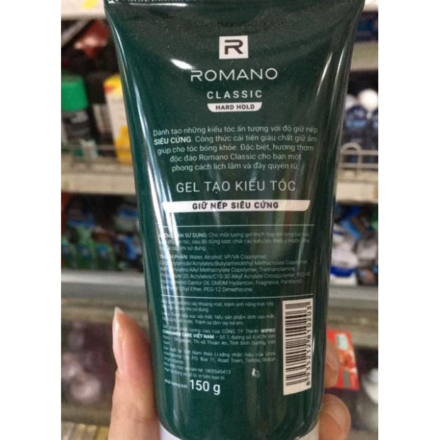 Gel Tạo Kiểu Tóc Romano Classic 150g