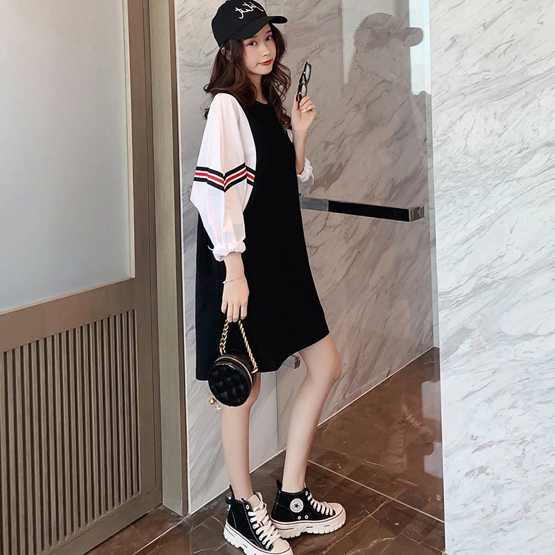 Đầm Ielgy cổ tròn tay dài phong cách thời trang Hàn Quốc dành cho nữ