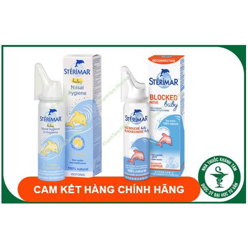 Dung Dịch Nước Muối Biển Xịt Mũi- Sterimar 50m-Giúp Làm Sạch, hết Nghẹt Mũi Cho Trẻ Em-Trẻ sơ sinh - Xịt mũi cá heo