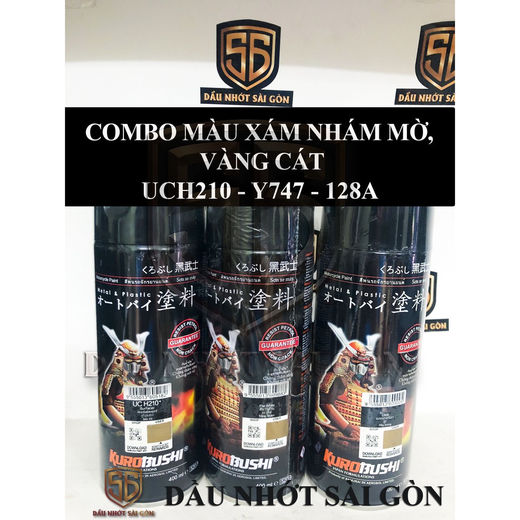 [ COMBO 3 CHAI ] SƠN SAMURAI MÀU XÁM NHÁM MỜ, VÀNG CÁT UCH210 - Y747 - 128A