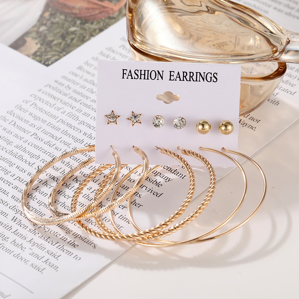 iF YOU Set 18 khuyên tai   mạ vàng đính ngọc trai giả thời trang cho nữ