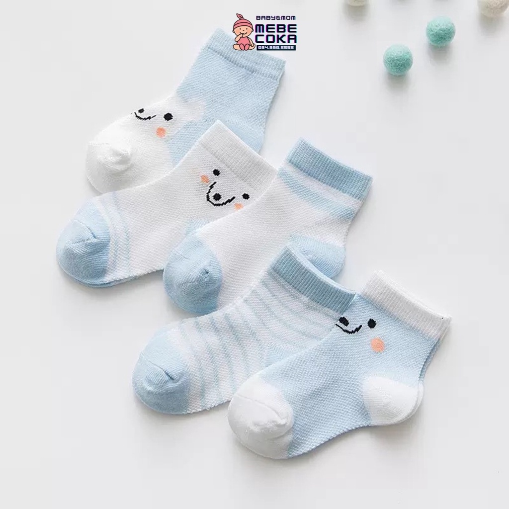 Tất cho BÉ TRAI cổ cao vớ trẻ em SET 5 ĐÔI chất cotton ấm áp co giãn thoải mái hoạ tiết siêu đáng yêu