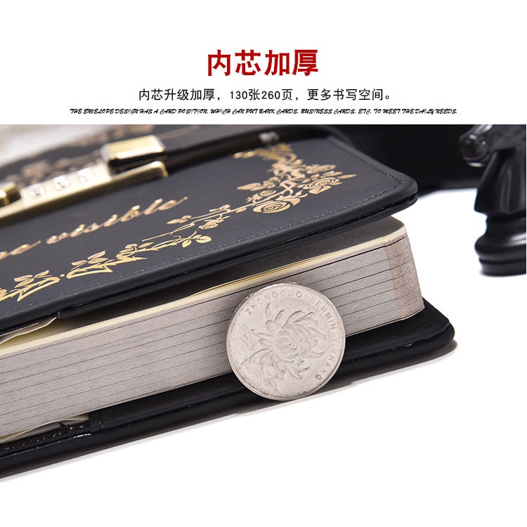 Sổ Tay Có Khóa Mật Khẩu Thiết Kế Phong Cách Retro Sáng Tạo