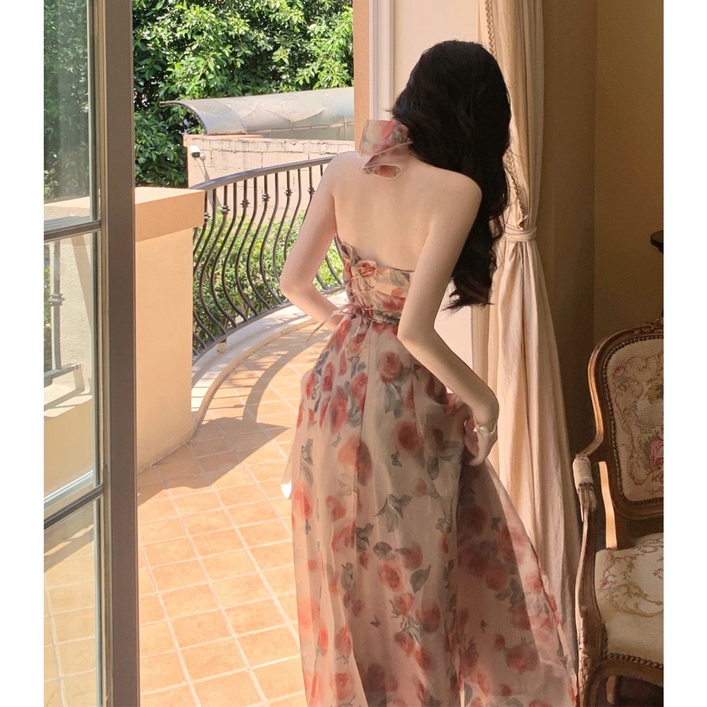 Đầm Chiffon Dài Hai Dây Dáng Xòe Nhẹ Nhàng Cao Cấp Thời Trang Mùa Hè