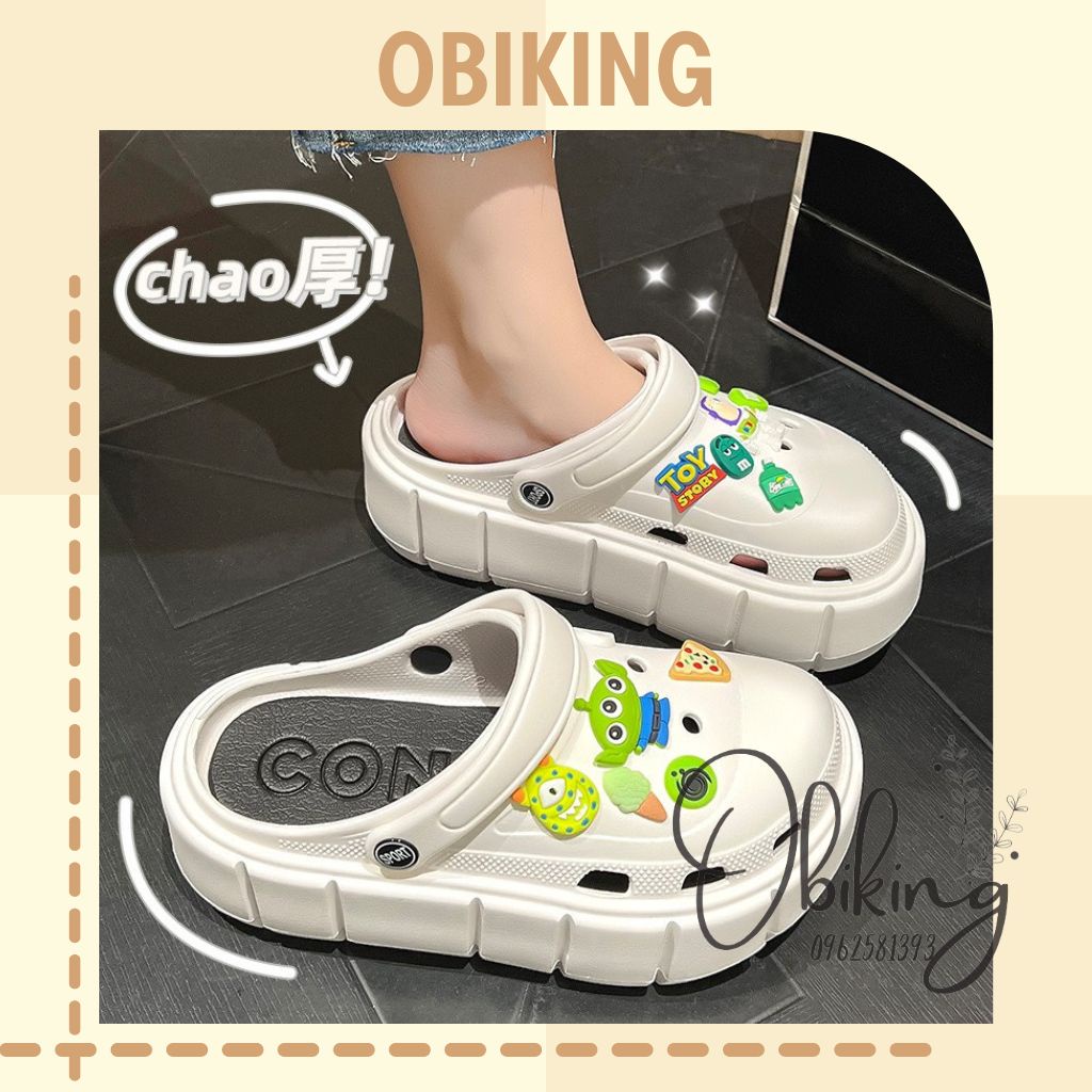 Dép sục cross nữ đế cao siêu nhẹ kèm Sticker phong cách Hàn Quốc