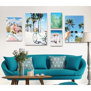 Bộ 5 tranh canvas treo tường khung cảnh biển hiện đại TTC20-772