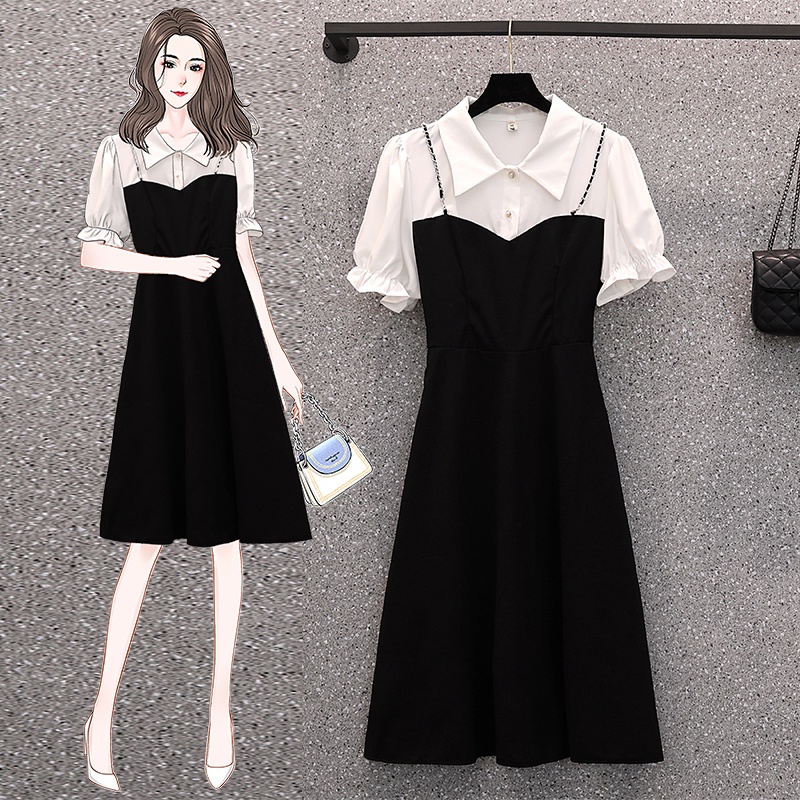 🌸Hàng Order(Sẵn L,XL,3XL,4XL)🌸Váy Đầm Bigsize Váy Sơ Mi Cúc Đá Phối Quai Xích Độc Lạ Trẻ Trung Nữ Tính🌸Hàng Quảng Châu