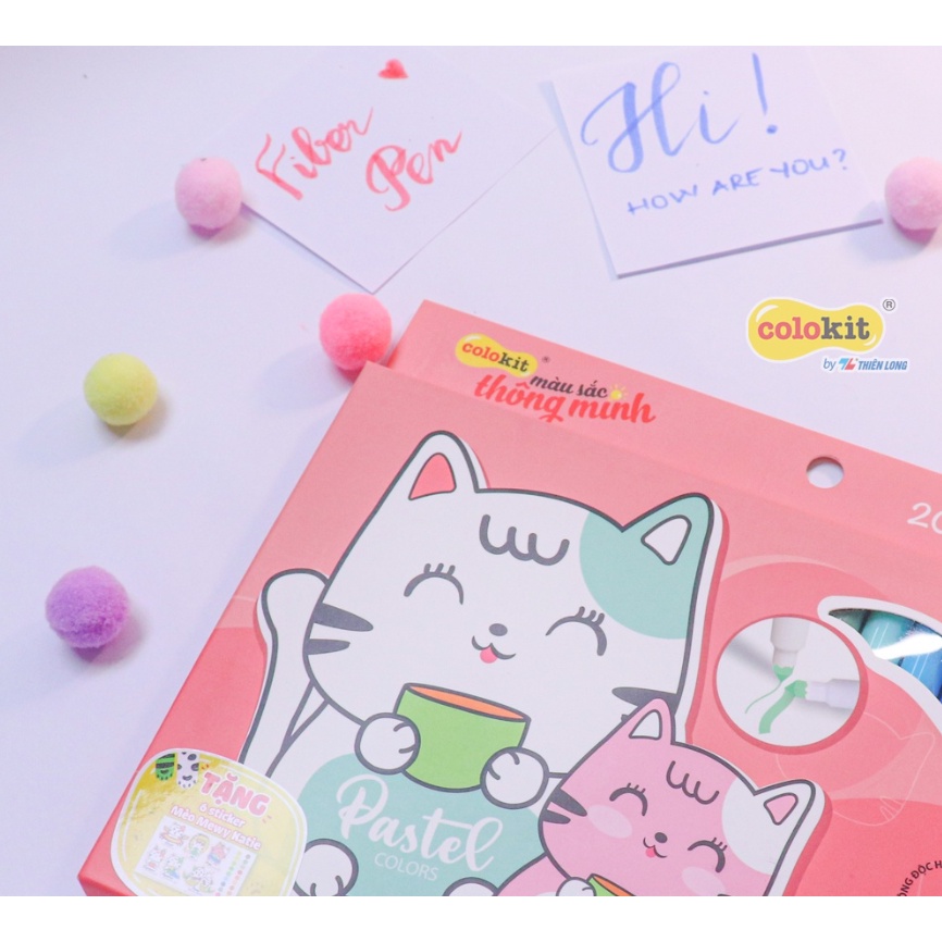 Bút lông 20 màu Pastel Washable Fiber Pen Thiên Long Colokit SWM-C008 - Bút lông màu rửa được - viết nét thanh nét đậm