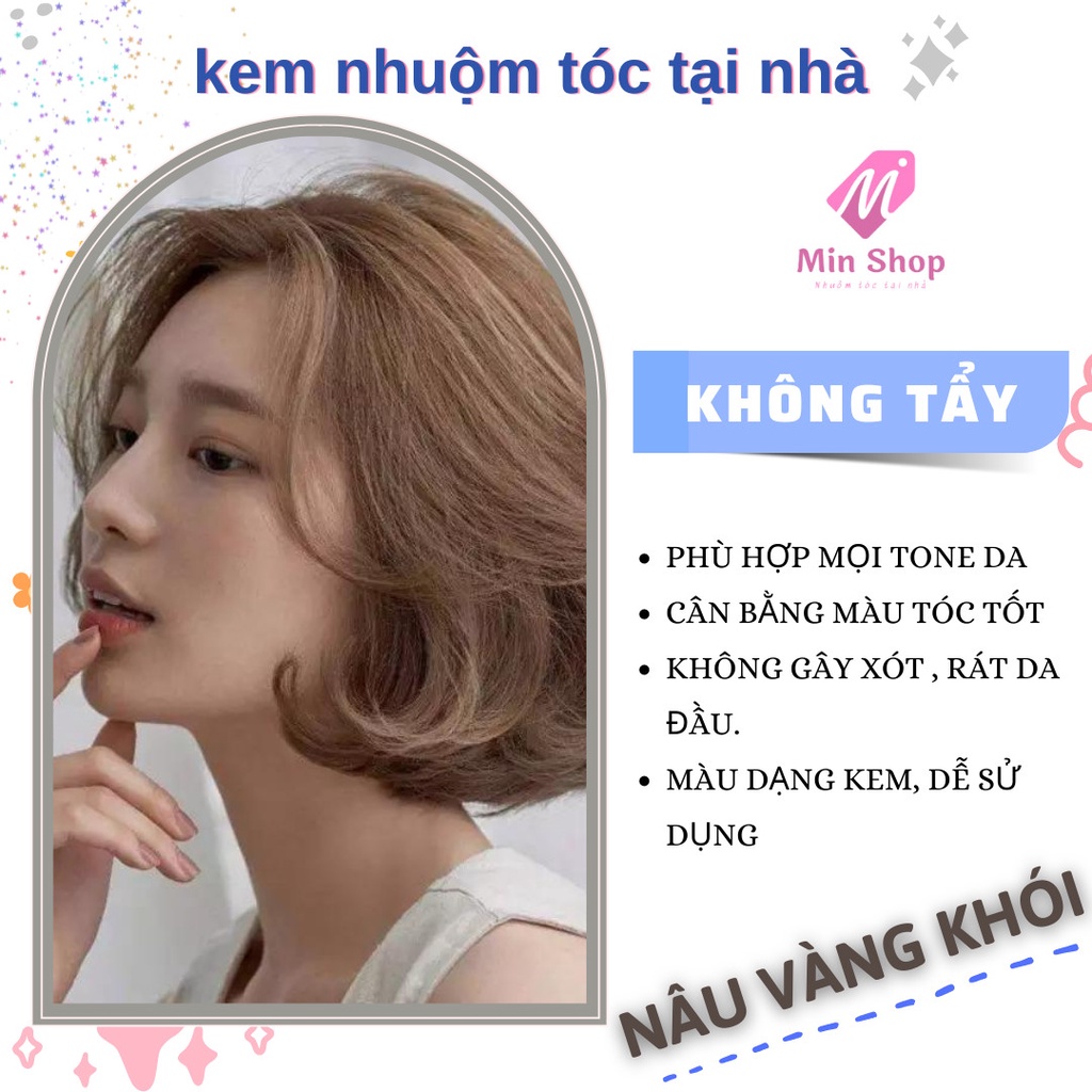 Thuốc nhuộm  tóc màu nâu vàng khói, tặng kèm õy trợ dưỡng và bao tay