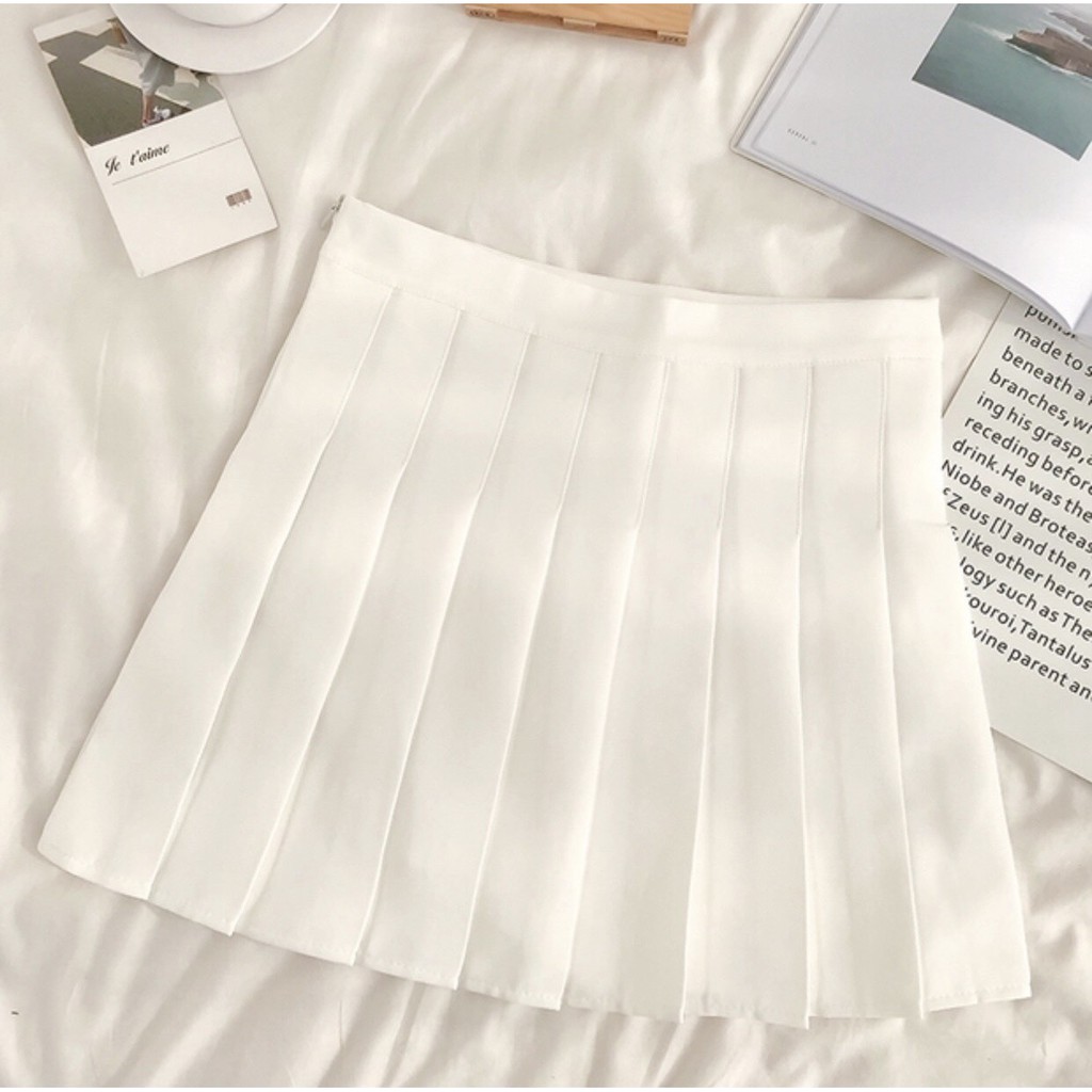 [Ảnh thật] Chân váy tennis ngắn xếp ly khóa hông ulzzang (có quần trong)