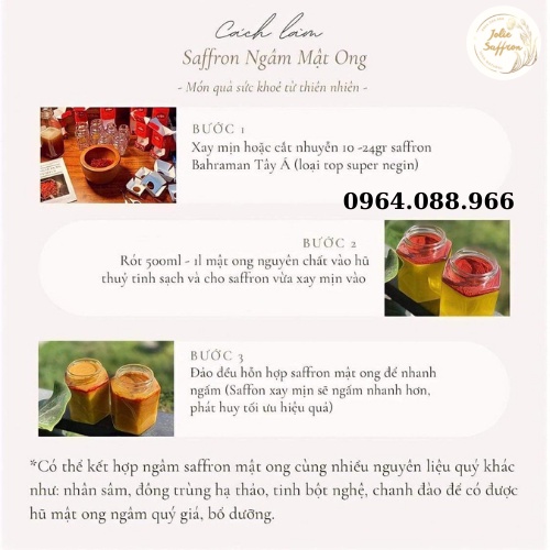 [CHÍNH HÃNG] Saffron Super Negin Ngâm Mật ong Bạc Hà (Xay sẵn) + Tặng que lấy mật + trà hoa | BigBuy360 - bigbuy360.vn